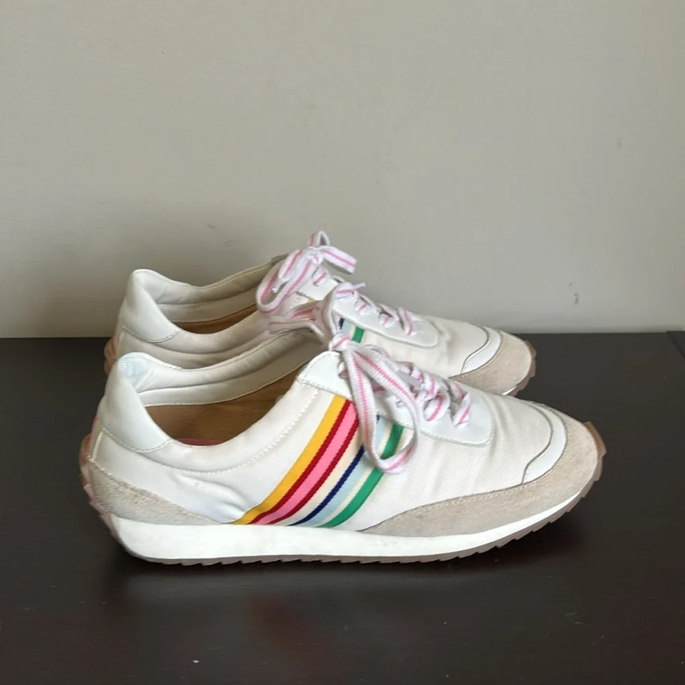 BODEN Striped Runner Trainers Tennis Shoe Sneaker Rainbow Sneaker Sz 38 US 7